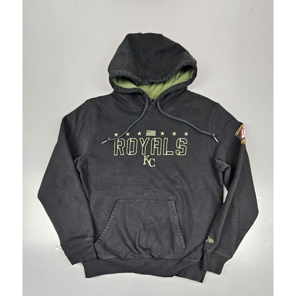 New Era Kansas‎ City Royals Hoodie Mens Medium. BLK Salute To Service Sweatshirt